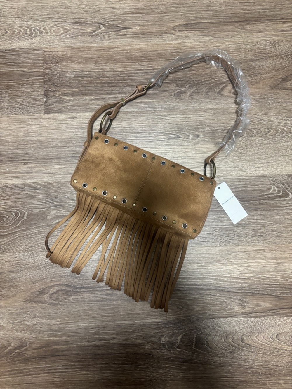 Abercrombie & Fitch Tan Suede Fringe Crossbody